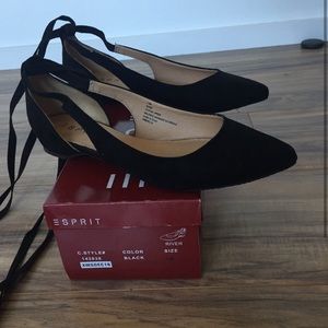black esprit river lace up flats